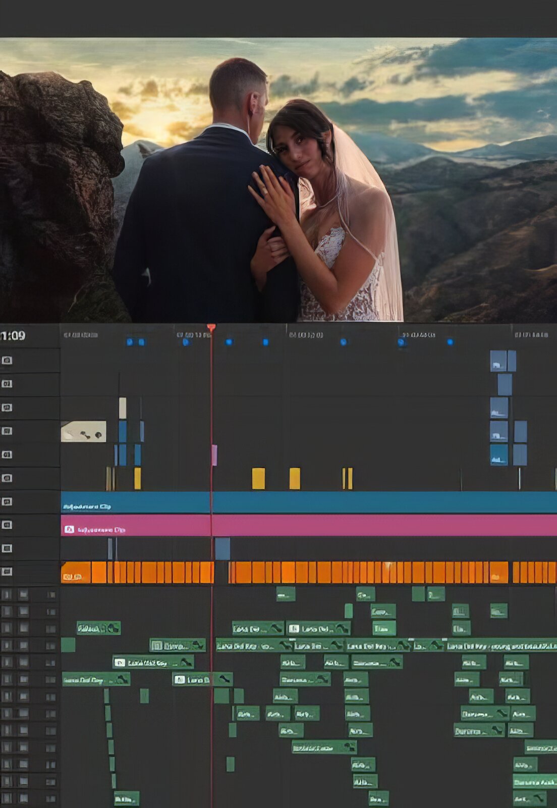 Timeline di montaggio in DaVinci Resolve Studio